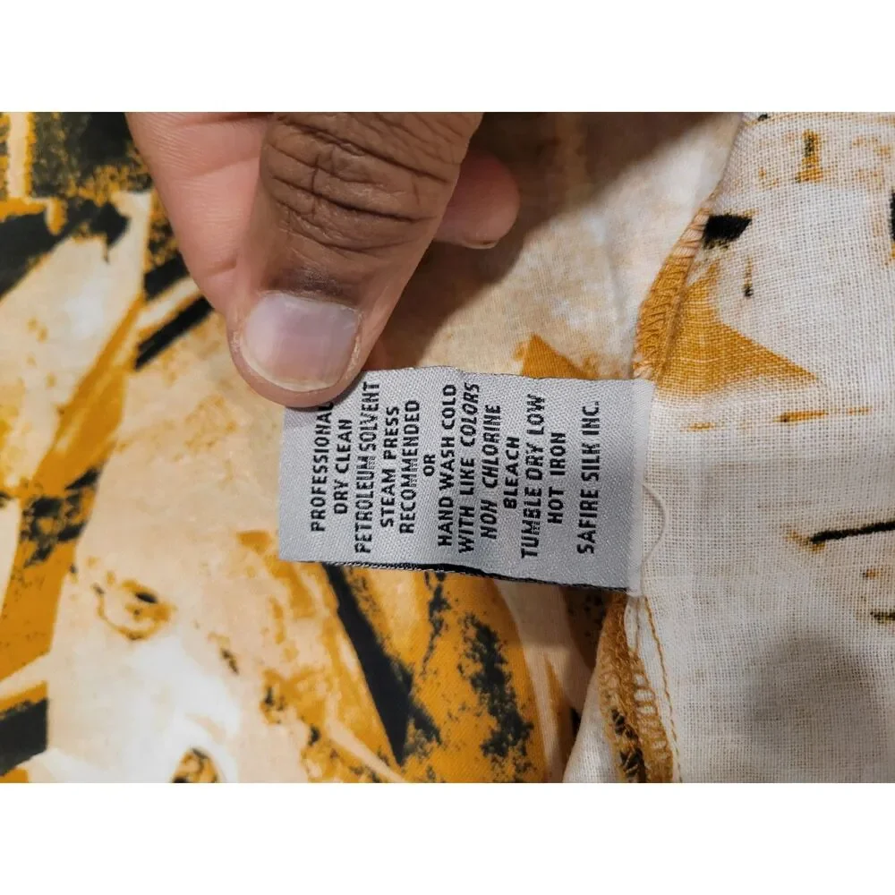 Stacy Adams Shirt Mens 3X Short Sleeve Abstract Print Linen‎ Cotton Mustard - Picture 6 of 7